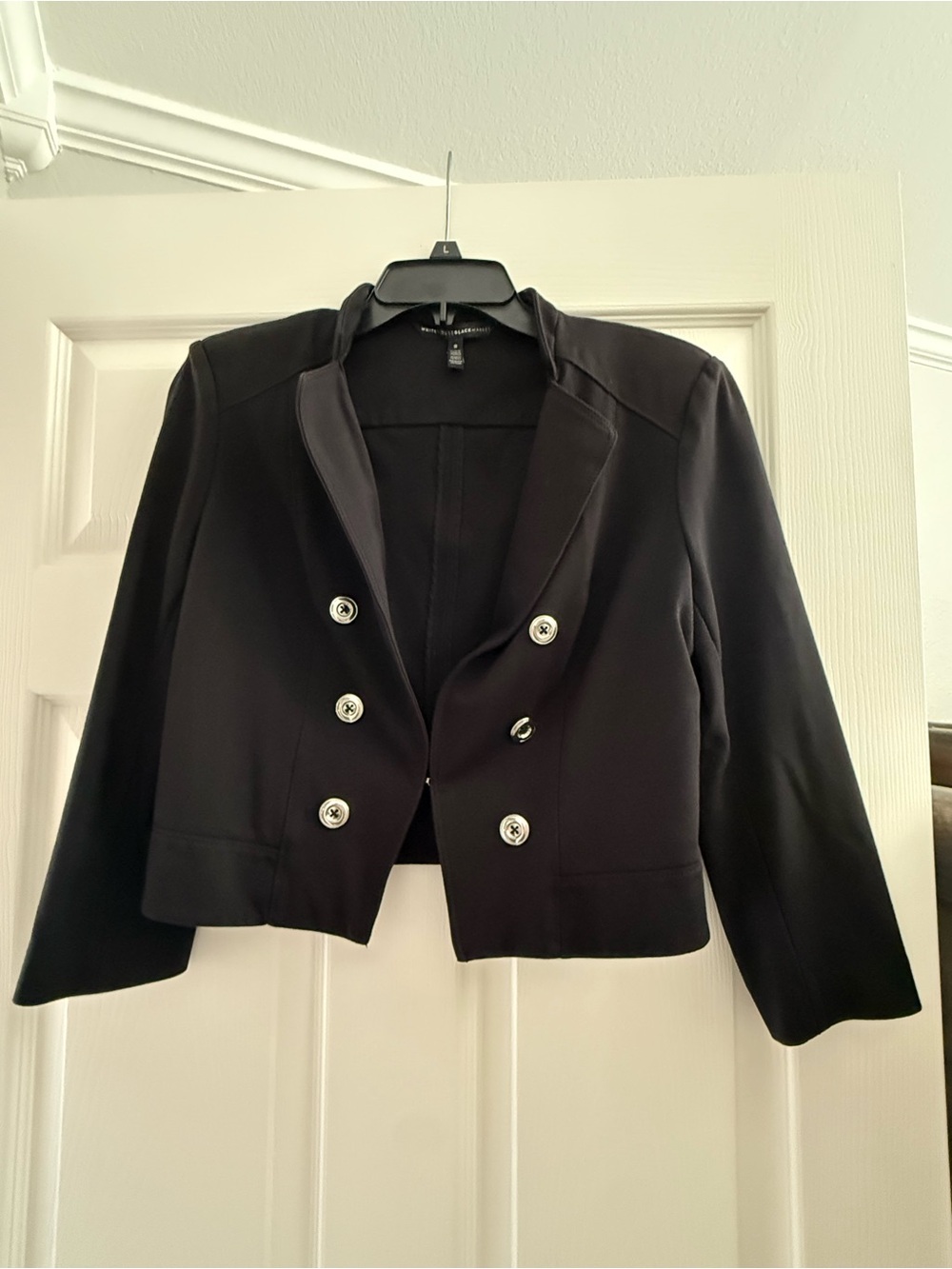 White House Black Market Black Cropped Double-Breasted Blazer